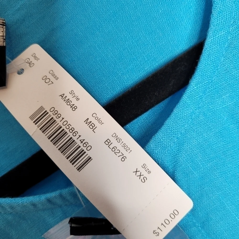 J. Crew Embroidered Linen Tunic Monaco Blue